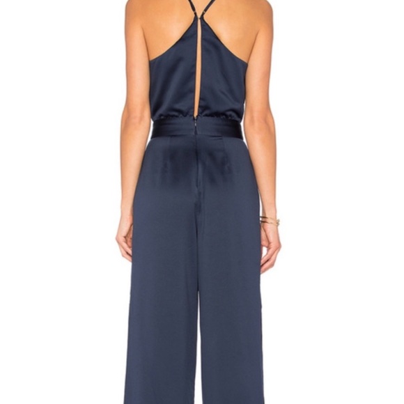 House of Harlow 1960 x Revolve Satin Wide Leg Navy Women's Jumpsuit Jumper - Picture 2 of 3